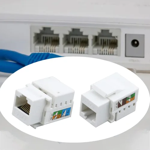 Vista 3 de Antrader Paquete de 10 adaptadores de conector RJ45 Cat6 Keystone Jack para placa de pared, cable LAN Ethernet de red de Internet