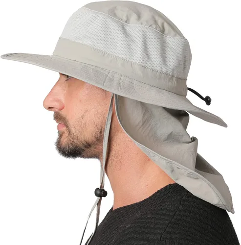 Vista 3 de JORMATT Sombrero de sol unisex con solapa para el cuello, protección para el cuello, protección para el cuello, UPF 50+