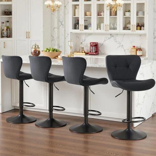 Vista 9 de Sweetcrispy Juego de 2 taburetes de bar, silla giratoria de tela de altura Beige