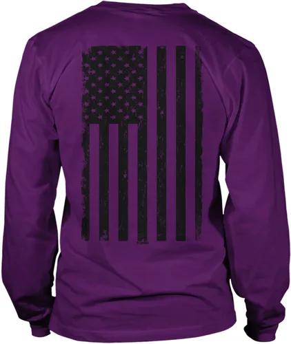 Vista 15 de Camisa de manga larga unisex con bandera negra desgastada de Estados Unidos Gris claro - Impresión trasera