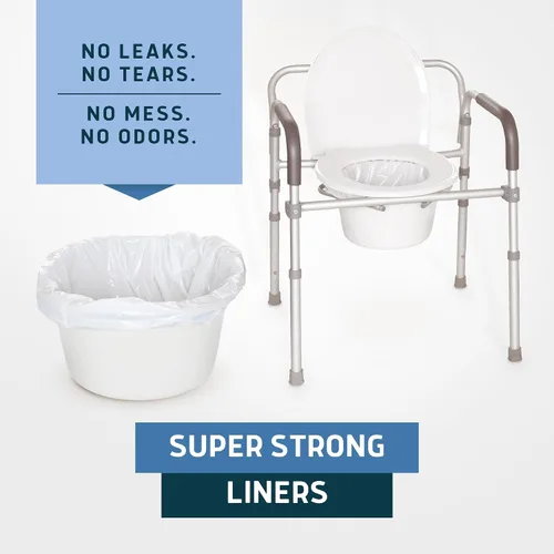 Vista 8 de Lunderg Commode Liners - Paquete económico de 50 unidades de ajuste universal - Forros de inodoro de grado médico desechables para silla de inodoro