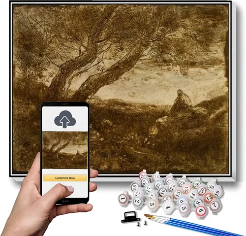 Vista 9 de Kits de pintura por números para adultos y niños The Boatmen of Mortefontaine Pintura por Camille Corot Kit de pintura por números sobre lienzo