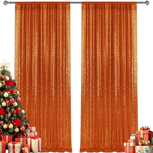 Vista 123 de 2 paneles de cortinas de fondo de lentejuelas verdes de 8 pies, cortinas de fondo de fotografía con purpurina para decoración de Navidad, boda