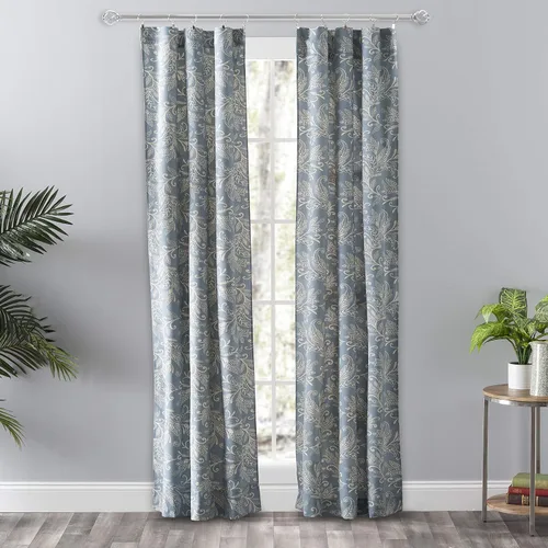 Vista 18 de Ellis Curtain Lexington Leaf Tailored Swags, Azul 56"x36