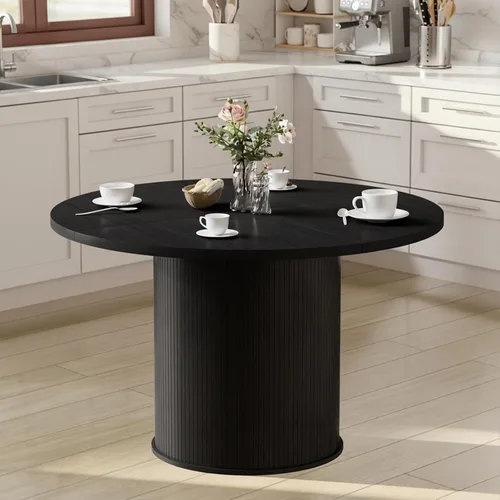 Vista 8 de HOMMPA Mesa de comedor redonda de 48 pulgadas para mesa de cocina de 4 a 6 pulgadas, mesa de comedor con base de tira de madera para cocina