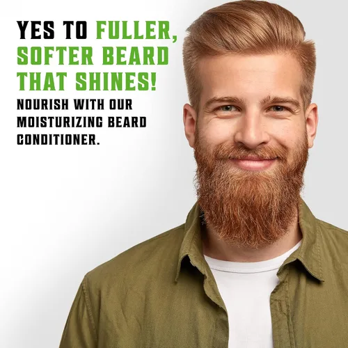 Vista 4 de Best Deal Juego de acondicionador para barba con aceite de argán y jojoba, suaviza y fortalece menta natural y aroma a eucalipto, champú para barba