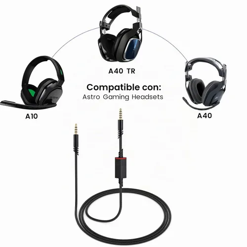 Vista 2 de Cable A40 para auriculares Astro A10 A40 TR con interruptor de silencio de micrófono en línea, negro