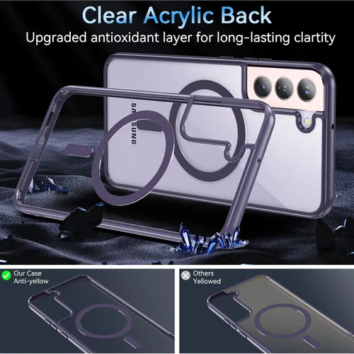 Vista 12 de OWKEY Funda magnética para Samsung Galaxy S22 Plus 5G, compatible con MagSafe, delgada, translúcida, a prueba de golpes, con antihuellas