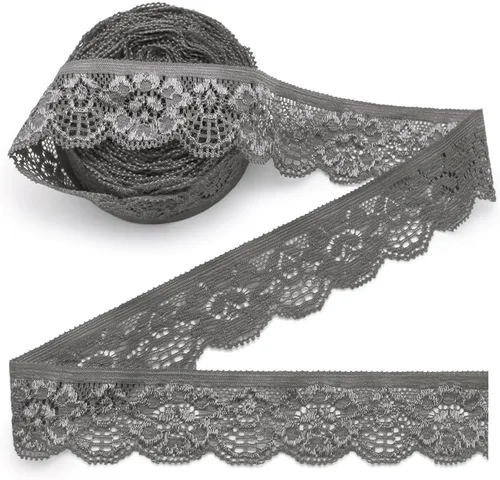 Vista 12 de SEMINI Cinta elástica de encaje de 1 pulgada de ancho para costura, manualidades, boda, fiesta, decoración, ropa (beige)