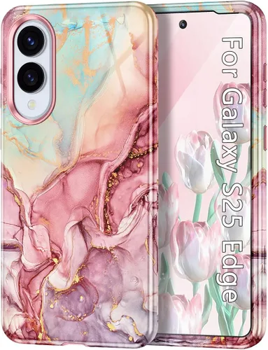 Vista 39 de Btscase para Samsung Galaxy S25, [Probado contra caídas de grado militar] Funda protectora de diseño de patrón de mármol, resistente, delgada