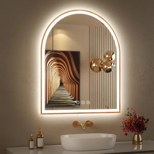 Vista 25 de Espejo de baño con iluminación LED arqueada de 24 x 30 pulgadas con luces