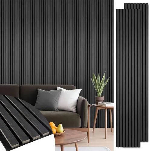 Vista 11 de Paneles de listones de madera acústica, paneles de pared de madera insonorizados, panel acanalado 3D para decoración de pared interior, sala