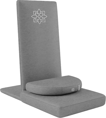 Vista 8 de Silla de Meditación Plegable Pro – Asiento de Meditación Ajustable con Soporte para la Espalda y Cojín de Meditación de Trigo Sarraceno de Media