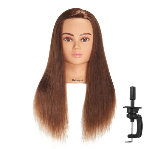 Vista 8 de Hairingrid Cabeza de maniquí 28"-30" 100% Cabello Humano para Peluquería y Cosmetología, Soporte de Abrazadera Incluido (R71619LB0624)