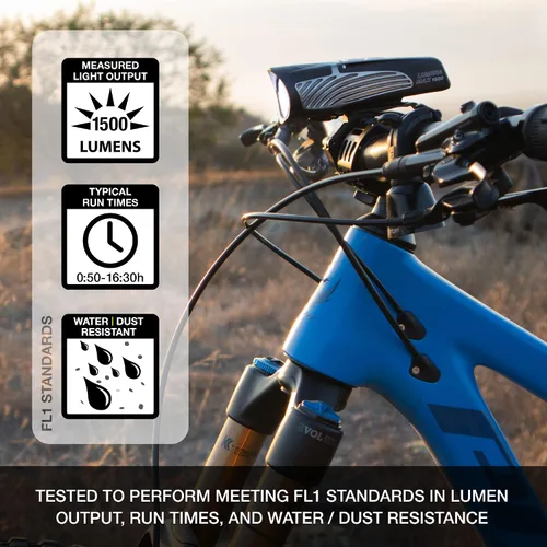 Vista 2 de NiteRider Lumina Max 1500/2000/2500 Bike Light USB-C Rechargeable LED Headlight with Wireless Control, 8 Lighting Modes, 8-Step Fuel Gauge, IP64