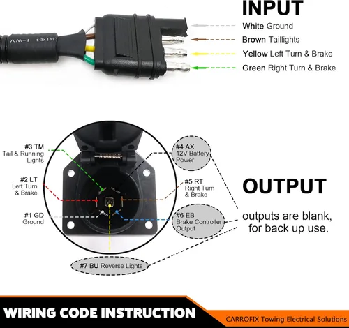 Vista 4 de Adaptador de cableado de remolque de hoja plana de 4 vías a 7 vías Enchufe de conector de camión con soporte de montaje