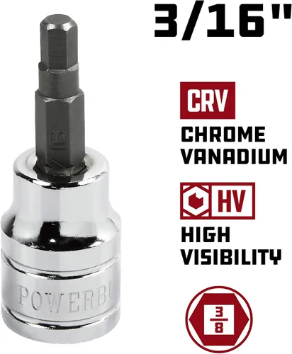 Vista 2 de Powerbuilt 640349 3/8" Dr. SAE Hex Bit Socket, 3/16