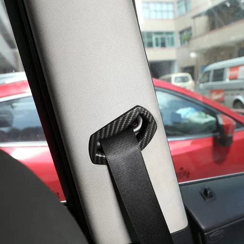 Vista 3 de YIWANG Cubierta para cinturón de seguridad de asiento de coche ABS cromado para BMW X3 E83 2006-2010 Accesorios interiores (fibra de carbono)
