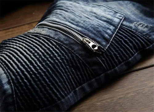 Vista 6 de AITITIA Jeans de corte recto lavado con cremallera para hombre