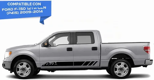 Vista 2 de Bubbles Designs Adhesivos de rayas de montaña Compatibles con Ford F150 de todas las generaciones (2900B) - Vinilo negro con acabado metálico