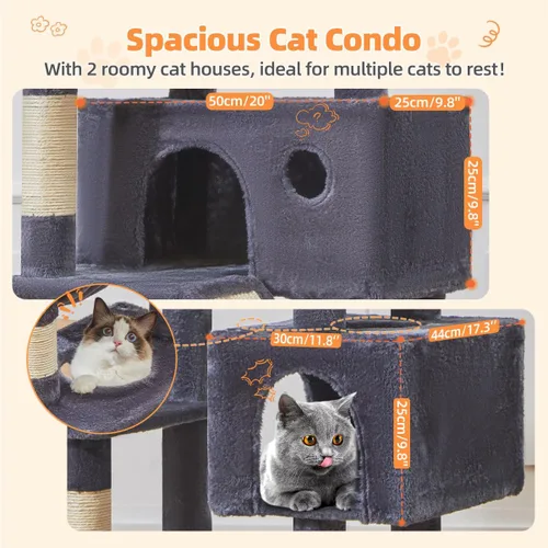 Vista 39 de Taoqimiao Árbol para gatos de 57.5 pulgadas, torre para gatos de interior para adultos, condominio extragrande para gatos, 8 postes rascadores