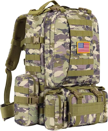 Vista 9 de CVLIFE Mochila táctica militar de asalto mochila Molle desmontable 01-negro con parche