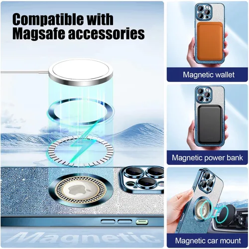 Vista 60 de Misscase Funda magnética con purpurina para iPhone 11 compatible con MagSafe, protección completa, delgada, a prueba de golpes, antiarañazos