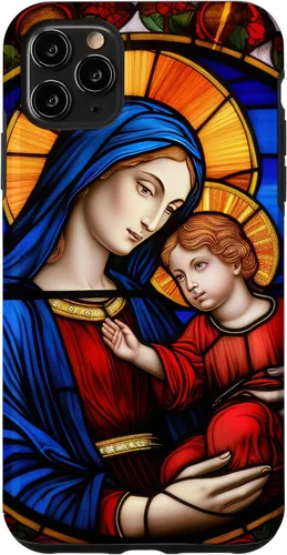 Vista 13 de Blessed Virgin Mary and Jesus Christ Stained Glass Case for iPhone 16