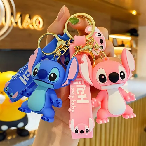 Vista 3 de UIHJASO Llaveros de dibujos animados para niñas y niños, llavero kawaii, mochila, llavero, accesorios, pulsera para automóvil, Azul