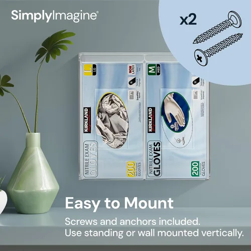 Vista 6 de SimplyImagine Estación dispensadora de doble higiene – Acrílico transparente – Dispensador de guantes con tapa libre de polvo – Soporte para guantes