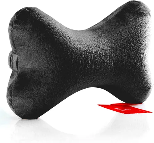 Vista 2 de Paquete de 2 almohadas de cuello de viaje en forma de hueso de perro con funda extraíble lavable de espuma viscoelástica para automóvil, autobús