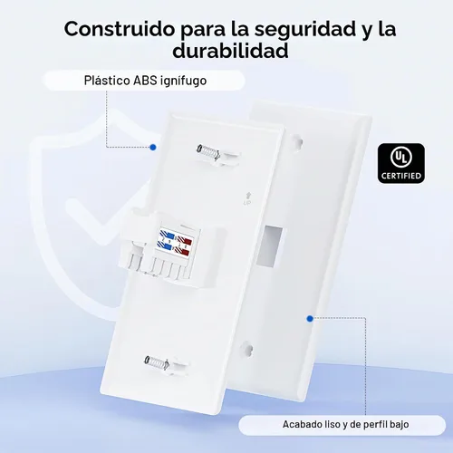 Vista 5 de Cable Matters - Paquete de 10 placas de pared Keystone de perfil bajo de 1 puerto