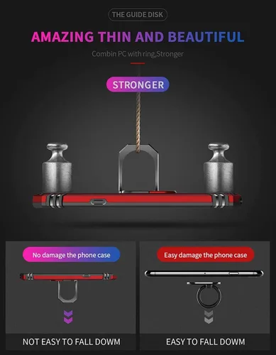 Vista 4 de YaHan Funda para Xiaomi Redmi Note 8, anillo giratorio de 360 grados, soporte híbrido, resistente, de doble capa, a prueba de golpes, con protector
