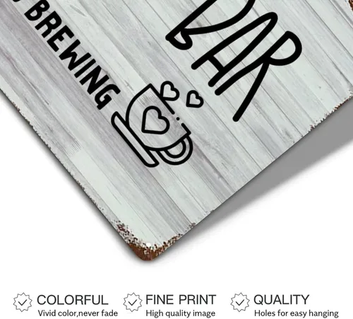 Vista 3 de LUIJORGY Letrero de metal con letras familiares con frases de café Love Is Brewing de grano de madera motivacional, envejecido, elegante