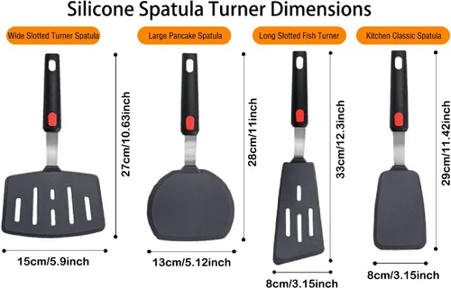 Vista 7 de Juego de 4 Espátulas Volteadoras de Silicona, Wiztoynia Espátulas de Cocina Resistentes al Calor 600°F para Utensilios de Cocina Antiadherentes