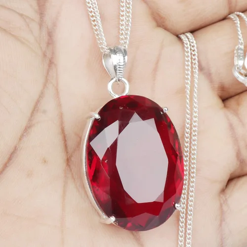 Vista 4 de GEMHUB Gemstone Pendant Without Chain 44 CT-135 CTOval Shape Sterling Silver Pendant Jewelry WomenGirls