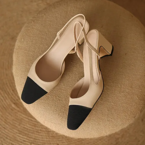 Vista 3 de MIRAAZZURRA Zapatos de vestir de moda para mujer, tacones gruesos, con punta redonda, con puntera redonda, zapatos de boda casuales para mujer