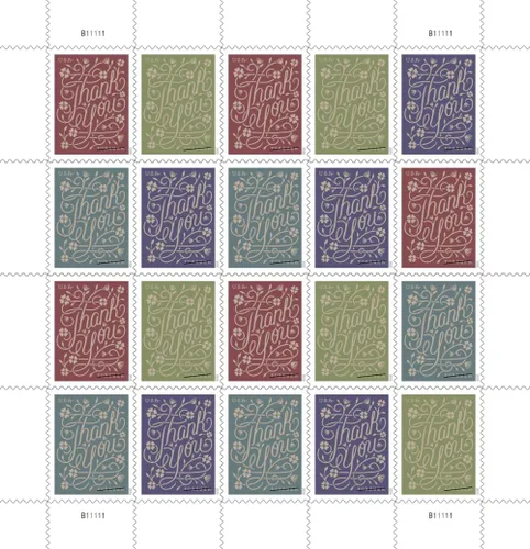 Vista 4 de USPS Thank You (Hoja de 20) Sellos Postage Forever 2020 Scott #5519-5522