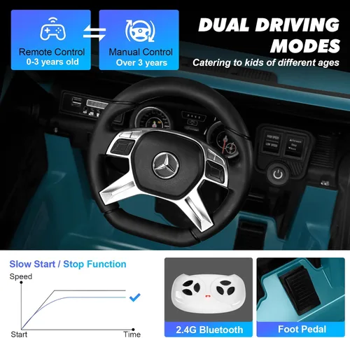 Vista 3 de Mercedes-Benz G650S - Auto de paseo para niños, JOYLDIAS 12V7AH Kids Ride On Truck con control remoto de 2.4 GHz, 3 velocidades, Bluetooth, música