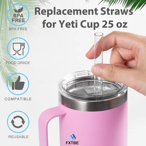 Vista 2 de Pajita para vaso Yeti de 25 y 26 onzas, popotes de repuesto para vaso Yeti de 25 onzas y 26 onzas, accesorios para vasos Rambler, bebida larga