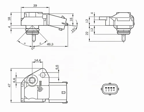 Vista 6 de Sensor de presión para tanque de combustible Bosch 0261230110