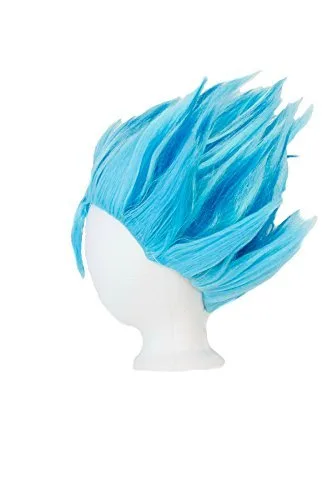 Vista 2 de Goku Peluca de punta de mezcla azul prestyled con punta más larga de 7 pulgadas de largo