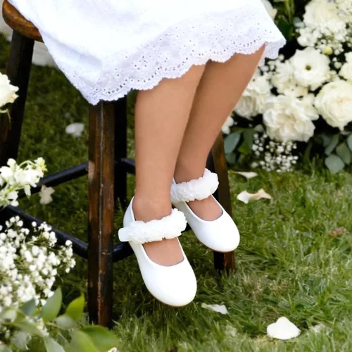 Vista 3 de Felix & Flora Zapatos de vestir para niñas pequeñas - Zapatos planos Mary Jane para niñas de flores, zapatos de ballet para fiestas y bodas
