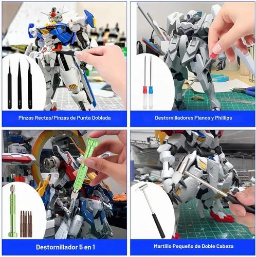 Vista 8 de Kit de herramientas Gundam de 200 piezas, kit de herramientas de modelo profesional para Gundam, herramientas de modelado para modelos de plástico