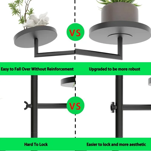 Vista 6 de Estantes giratorios de pared para plantas, estante de plantas para ventana, soporte de pared de metal de 3 niveles para múltiples plantas