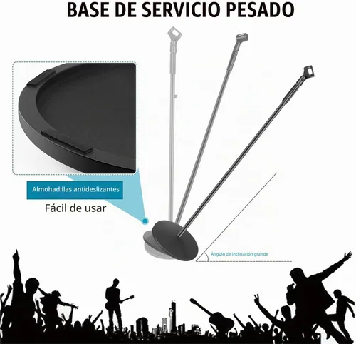Vista 4 de GLEAM Soporte para micrófono, soporte de micrófono desmontable para el suelo, soporte de brazo de micrófono con base redonda pesada, altura