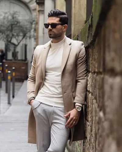 Vista 3 de COOFANDY Suéter de cuello alto falso para hombre casual básico de punto térmicos para hombre