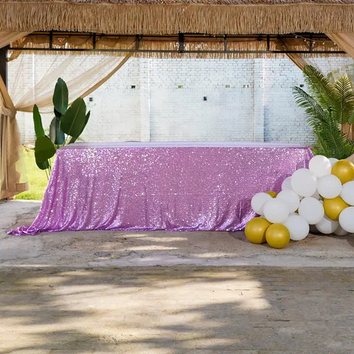 Vista 92 de Mantel de lentejuelas de 60 x 102 pulgadas, azul bebé, para boda, fiesta, despedida de soltera, rectangular