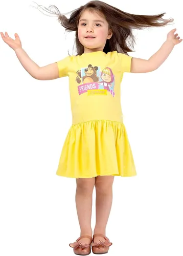 Vista 4 de Masha and the Bear Friends Forever - Vestido estampado con cintura elástica cómoda, lavable a máquina