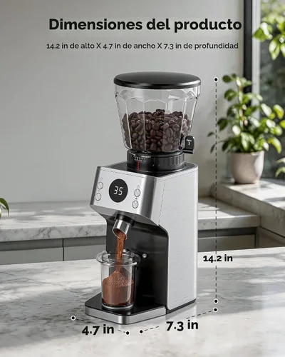 Vista 9 de AAOBOSI Espresso Coffee Grinder, Anti-Static, 45 Grind Settings,40s Timer